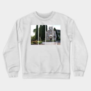 Gorizia, Italy. The castle. It stands between the walls of the ancient village, what medieval sources cite as Upper Land. Friuli Venezia Giulia. Sunny spring afternoon day. Crewneck Sweatshirt